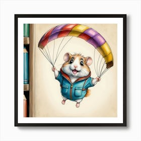 Hamster Parachute 1 Art Print