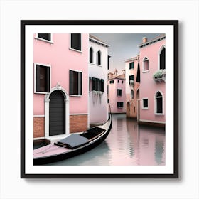 Pink Houses In Venice Landscape Art Print