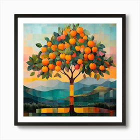 Modern Orange Tree 4 Art Print