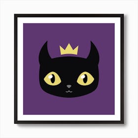 Balck Cat King Square Art Print