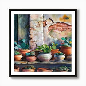 Cactus Pots Art Print