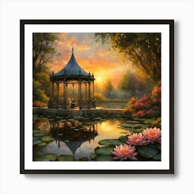 Gazebo At Sunset 1 Art Print