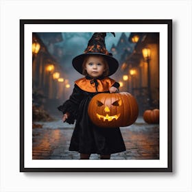 Little Girl In Halloween Costume Art Print