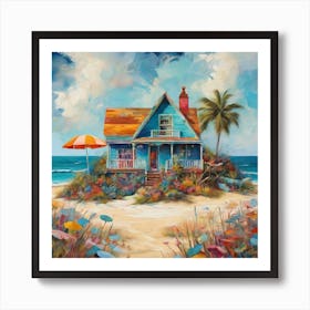 Blue Beach House Art Print