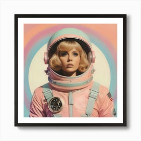 Retro Pastel Female Astronaut 2 Art Print