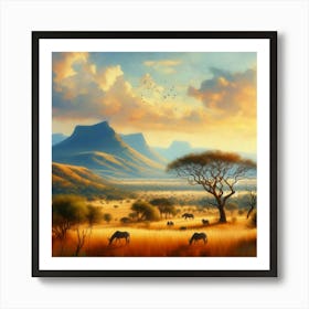 Sunset In The Savannah Art Print