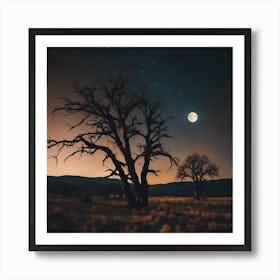 Moonlight In The Desert Art Print