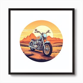 Motorcycle In The Desert Art Print