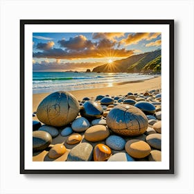 Rocks On The Beach Art Print