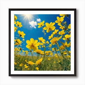 Yellow Flowers In A Field 10 Art Print