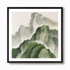 Japanese Watercolour Of Mount Tanigawa 2 Art Print