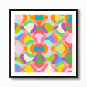 Psychedelic Colorful Pattern in retro groovy style Art Print