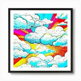 pop art clouds Art Print