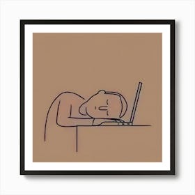 Man Sleeping On A Laptop Art Print