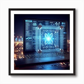 Computer Screen With A Blue Light Art Print