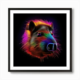 Neon Boar Head Art Print