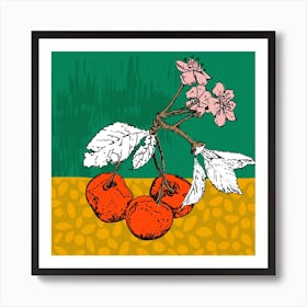 Super Fruits – Cherry For Passion And Love Square Art Print