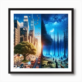 Forest And The City Art Print