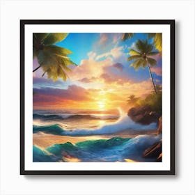 Sunset At The Beach 26 Art Print