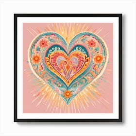 Mexican Dia de los Muertos Pastel Heart Corazon Art Print