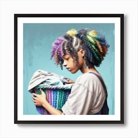 Woman Holding A Basket of Laundry 1 Art Print
