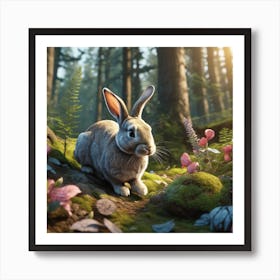 Bunny In Forest Ultra Hd Realistic Vivid Colors Highly Detailed Uhd Drawing Pen And Ink Perfe (5) Art Print