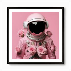 Pink Roses Astronaut 1 Art Print