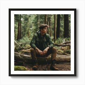 Young Man In The Forest Art Print