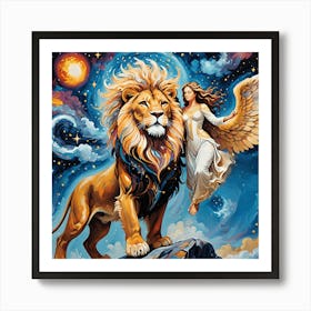 Angel And Lion Art Print