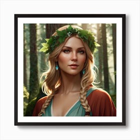 Portrait Of A Swedish Woman In The Forest-1 Art Print