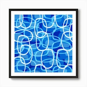 Retro Blue Abstract Pattern Art Print