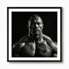 The Rock, beautiful black and White portrait for Wall and room Art Art Print