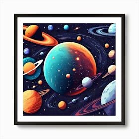 Planets In Space 1 Art Print