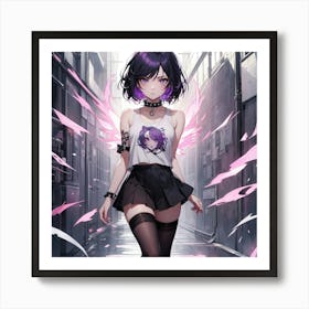 Purple Emo Goth Girl Art Print