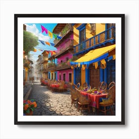 Colorful Street Scene Art Print