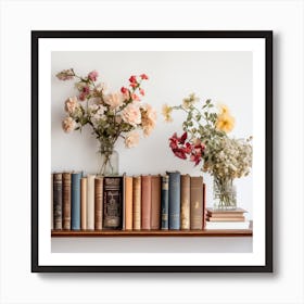 Books And Flowers Art Print