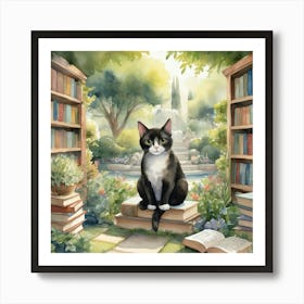 Cat In The Garden  Art Print