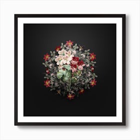 Vintage Crane's Bill Geranium Flower Wreath on Wrought Iron Black n.1190 Art Print