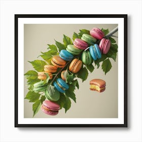 Macaron Plant Cream & Green (2) Art Print