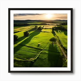 Grass Ecology No People Pasture Drone Scenic Shadow Flight Rural Scene Green Aerial View (9) Art Print