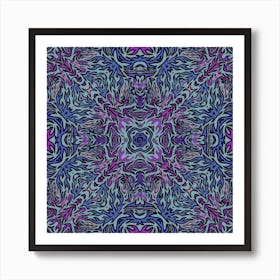 Psychedelic Mandala Pattern Fire Purple Repeating Art Print