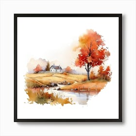 Watercolor Autumn Landscape 39 Póster