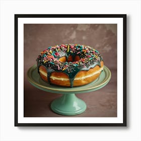 Donut On A Cake Stand Art Print