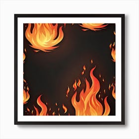 Flames On Black Background 1 Art Print