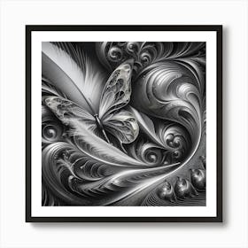 Black And White Butterfly 13 Art Print