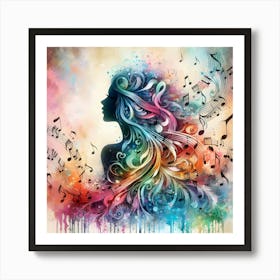 Abstract Of A Woman With Music Notes 1 Art Print