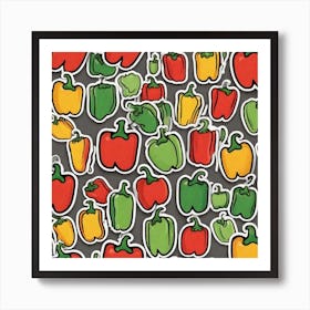 Bell Pepper As Background Sticker 2d Cute Fantasy Dreamy Vector Illustration 2d Flat Centered (3) Art Print