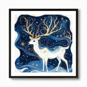 Deer In The Snow 4 Art Print