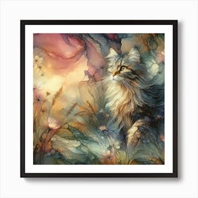 Cat In The Meadow Art Print