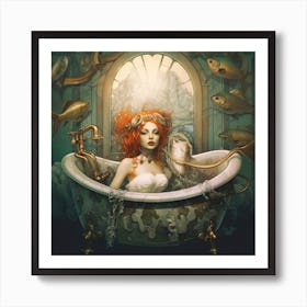 Steampunk Bathtub Girl 2 Art Print